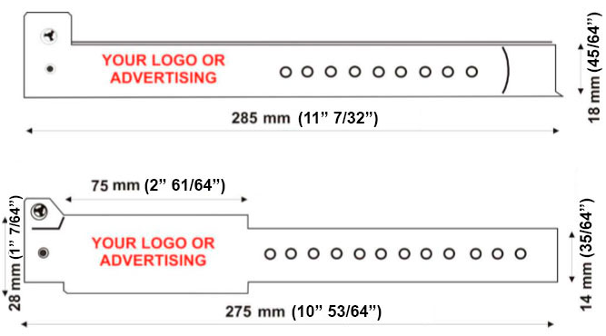 identification vinyl wristbands technical drawing