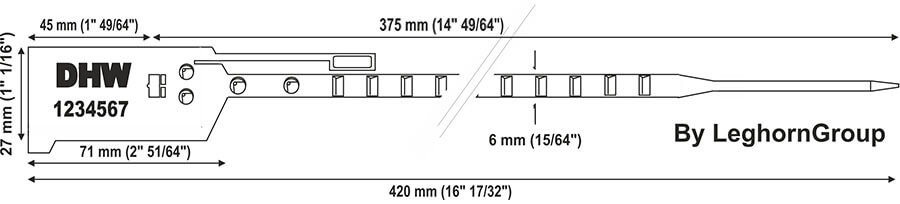 plastic seal bagseal 6×420 mm technical drawing