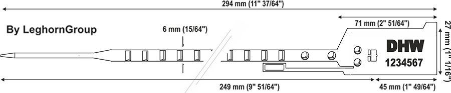 plastic seal easytight 6×294 mm technical drawing