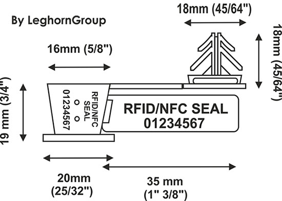 wire plastic seal rfid anchorflag technical drawing